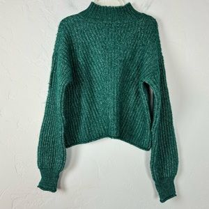 Kohl's SO Sweater Pullover Knit Top Mock Neck Turtleneck Dark‎ Green Heathered